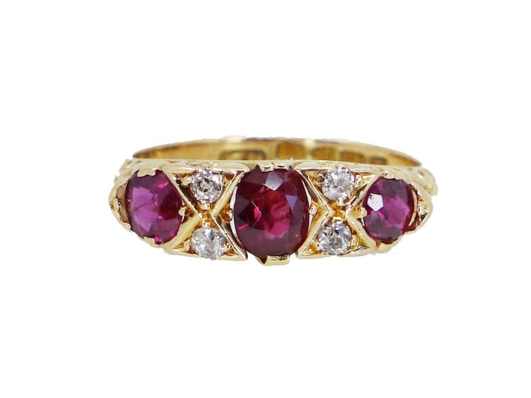 14k Victorian Ruby and Diamond Ring
