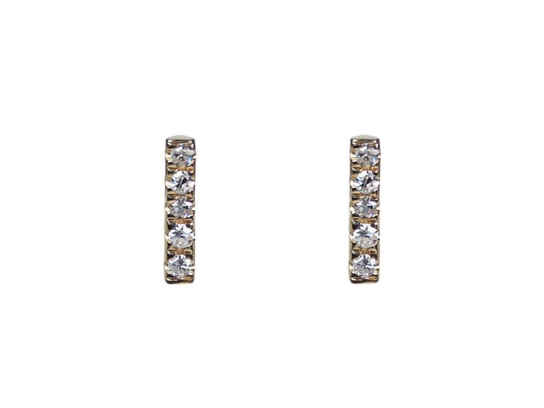 14k Diamond Bar Stud Earrings