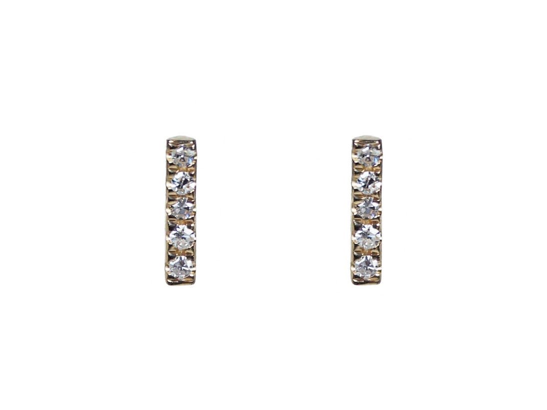 14k Diamond Bar Stud Earrings