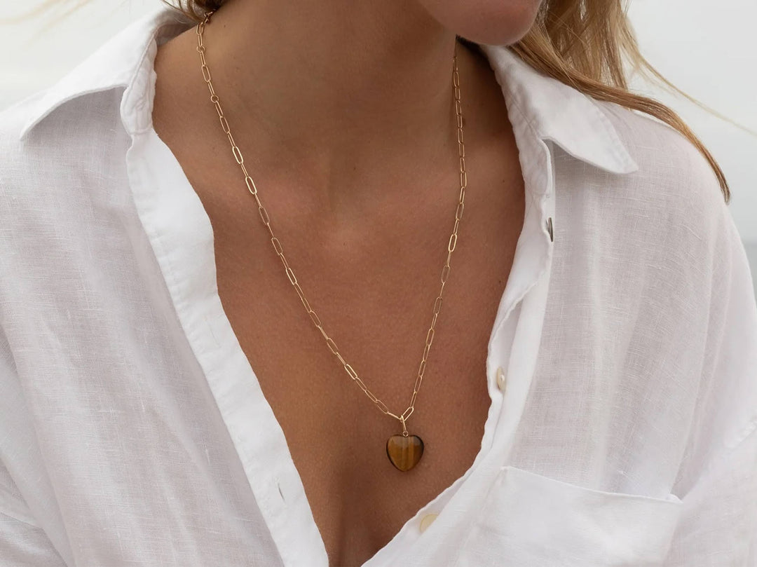 Tigers Eye Heart Charm