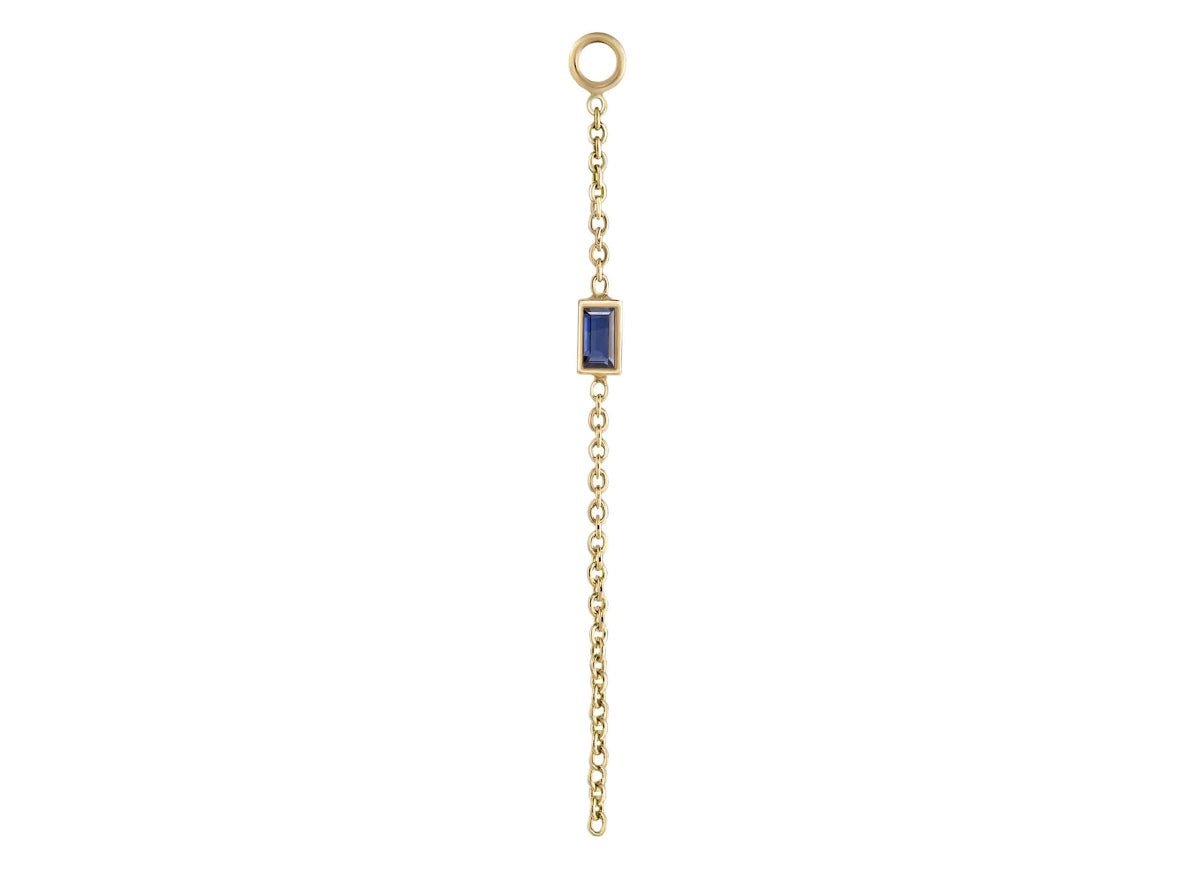9k Baguette Blue Sapphire Ear Charm