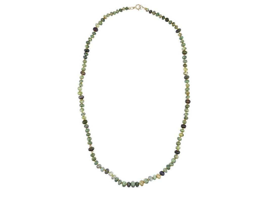 14k Green Opal, Green Tourmaline, and Diamond Necklace