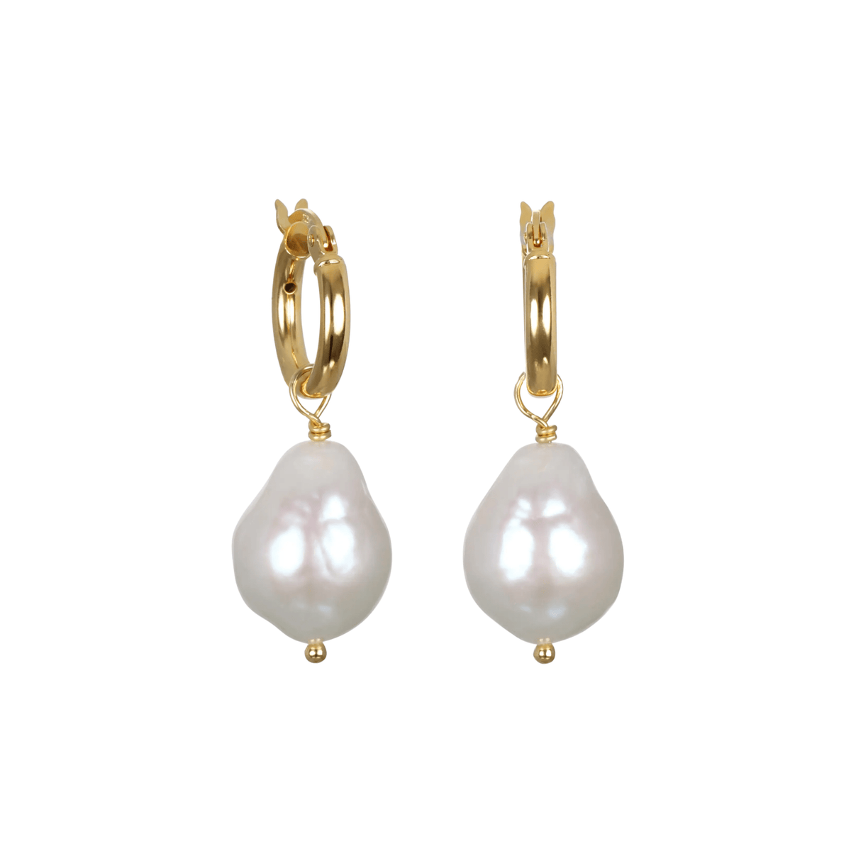 Baroque Pearl Huggie Hoop Earrings