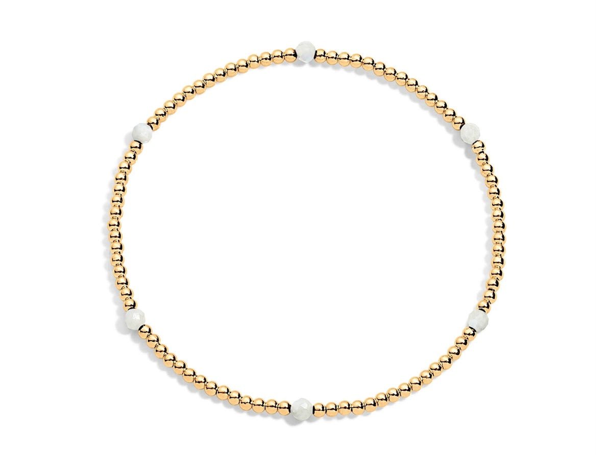 Gold and Moonstone 2mm Bead Bracelet