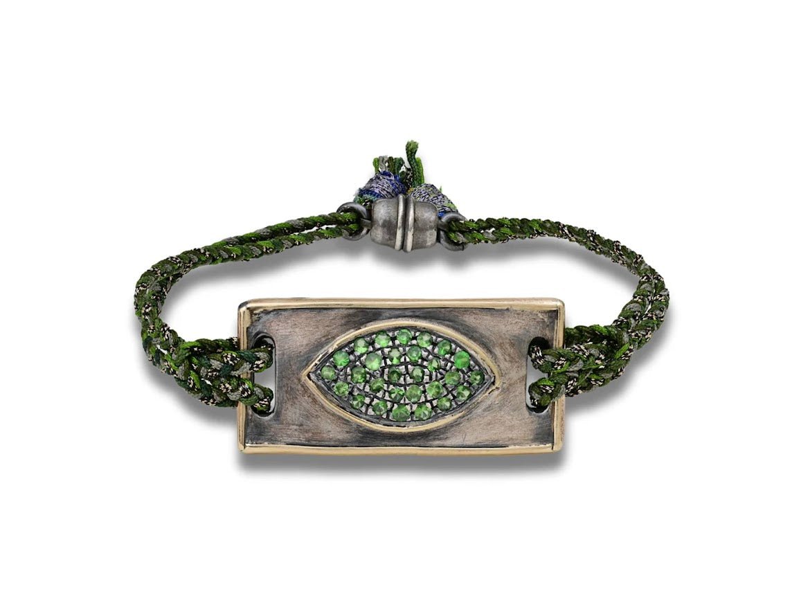 10k/SS Tsavorite Evil Eye Bracelet