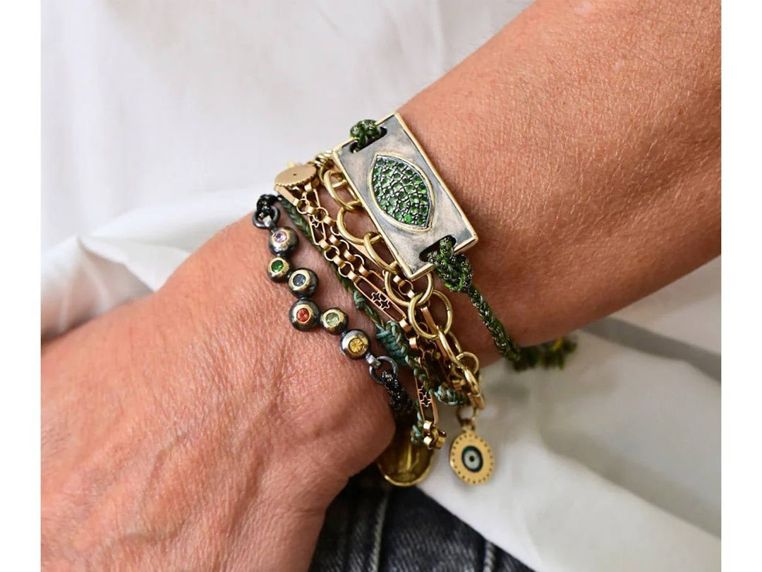 10k/SS Tsavorite Evil Eye Bracelet