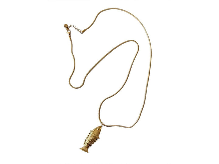Gold Big Fish Charm Necklace