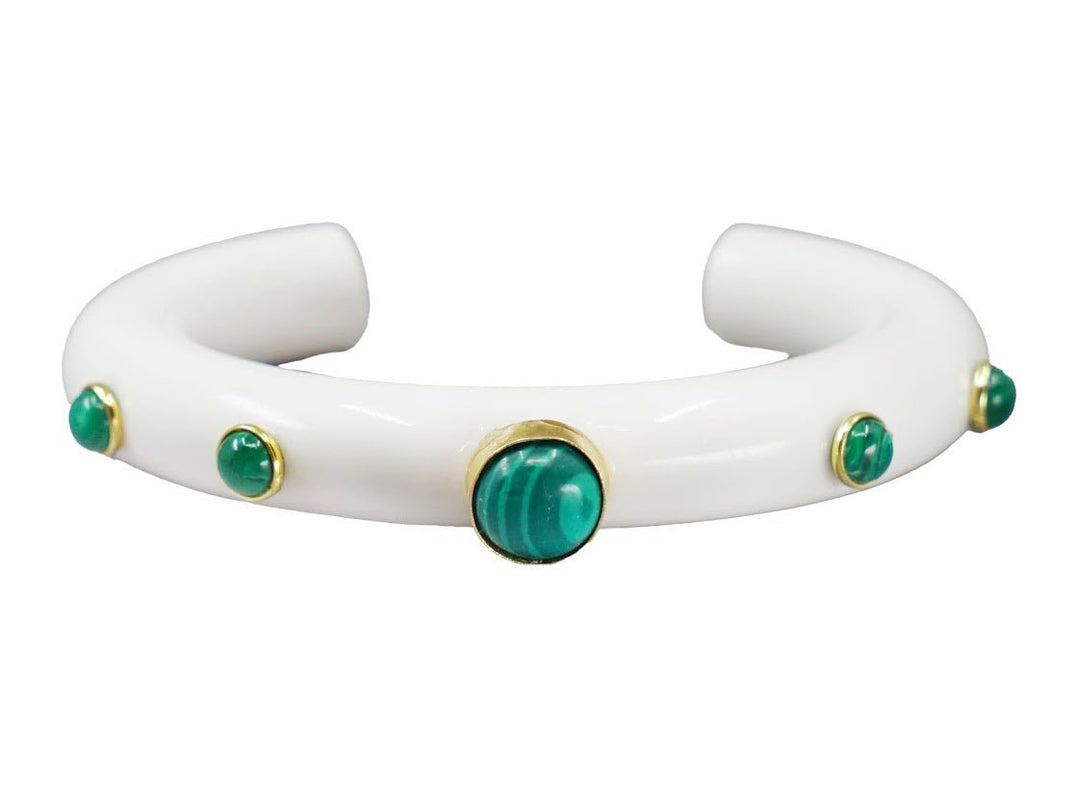 Ivory Cuff with Green Malachite Studs