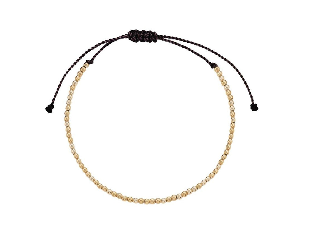14k Bead Bracelet with Black Cord