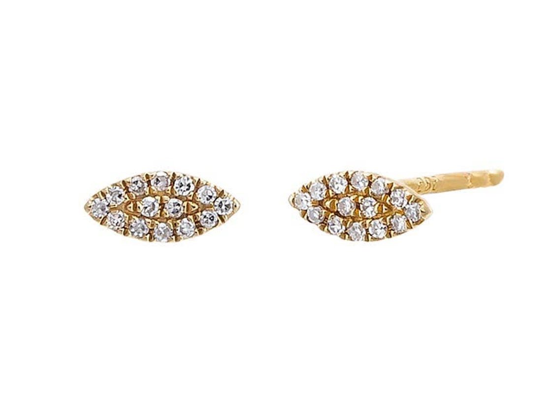 14k Diamond Pave Marquise Stud Earrings