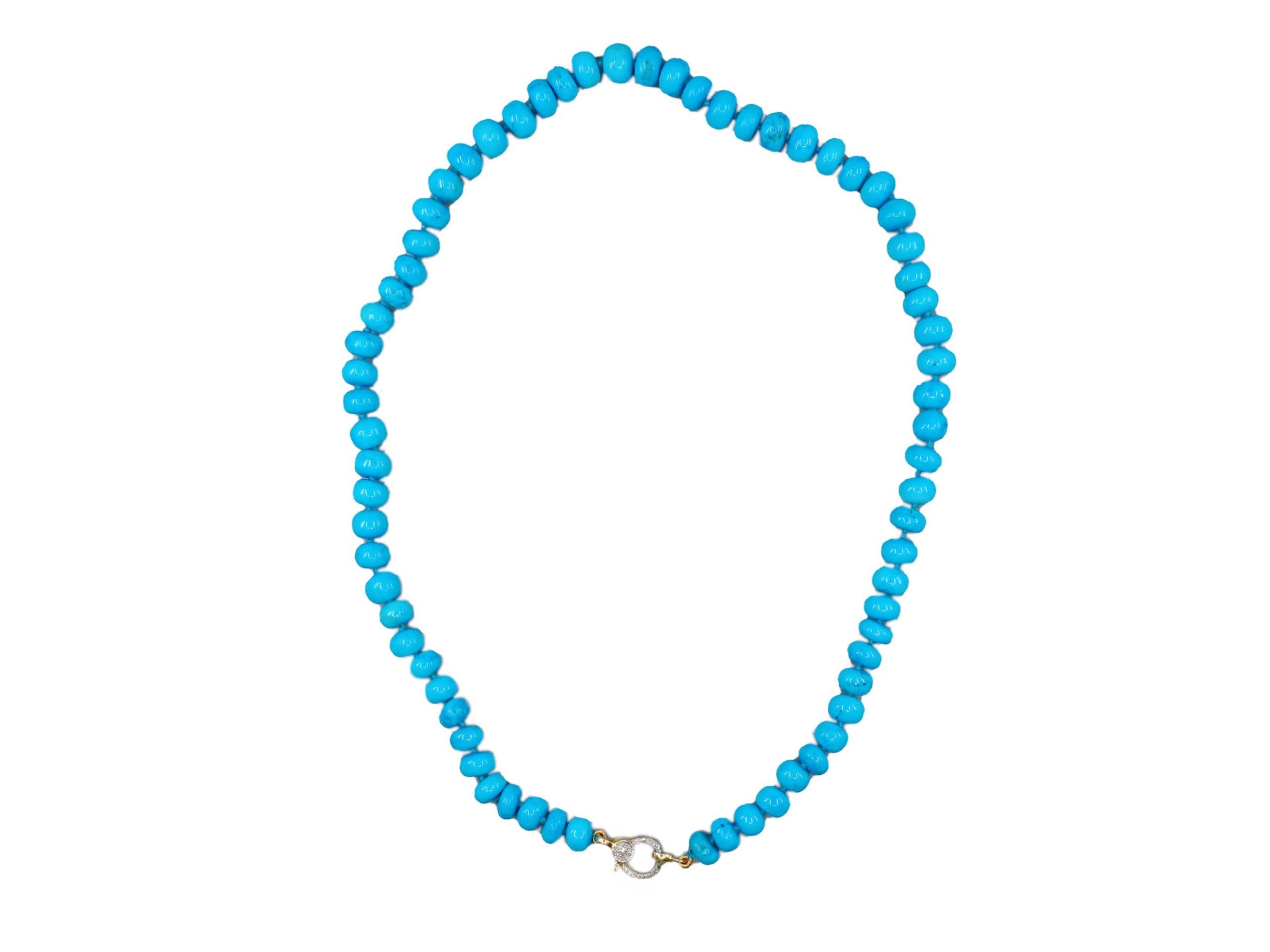 Turquoise Knotted Chain Necklace with 14k Clasp