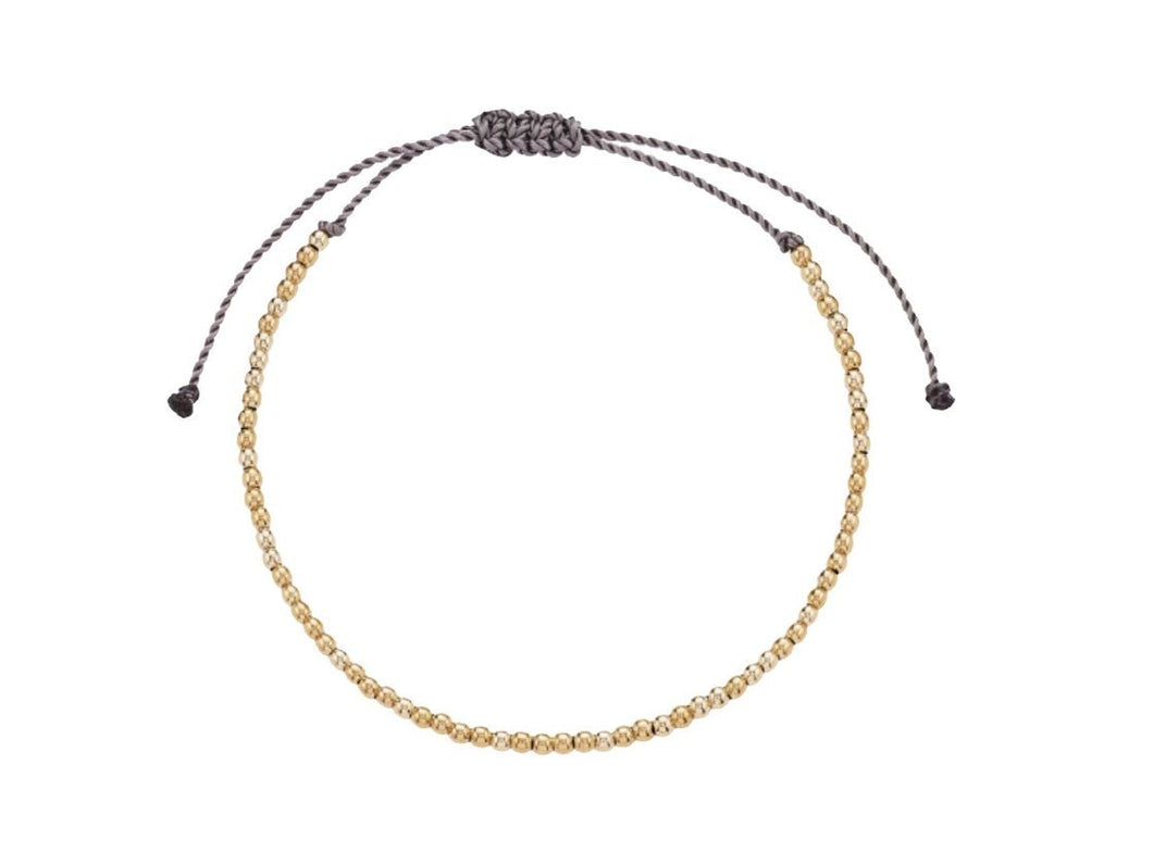 14k Bead Bracelet with Gray Cord