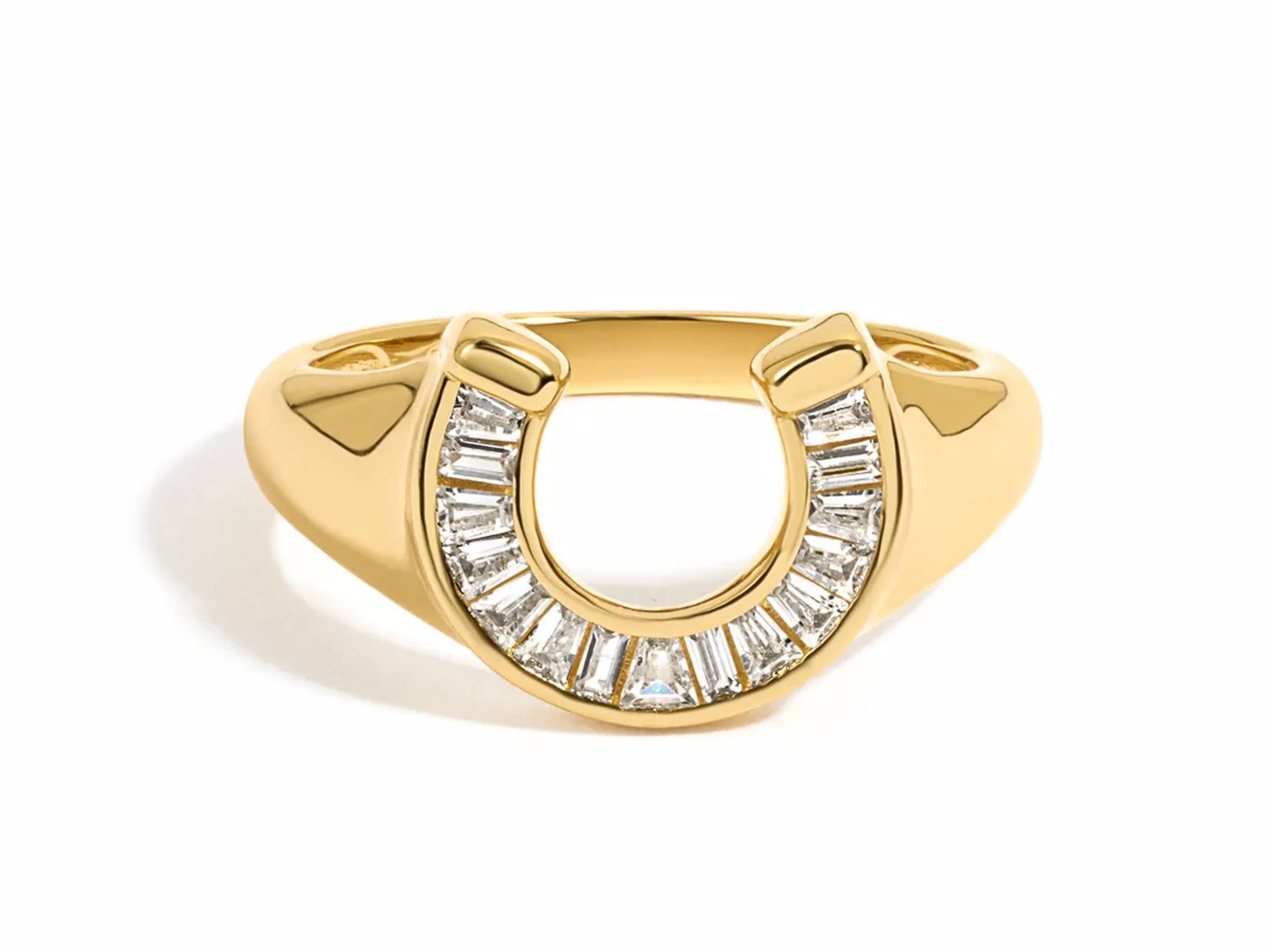 Gold and CZ Horseshoe Ring