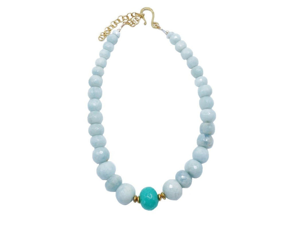 Aquamarine and Jade Necklace