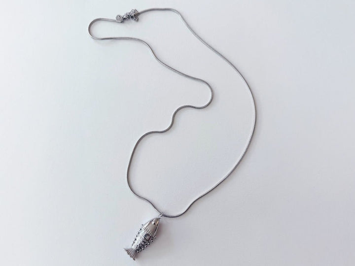 Silver Big Fish Charm Necklace