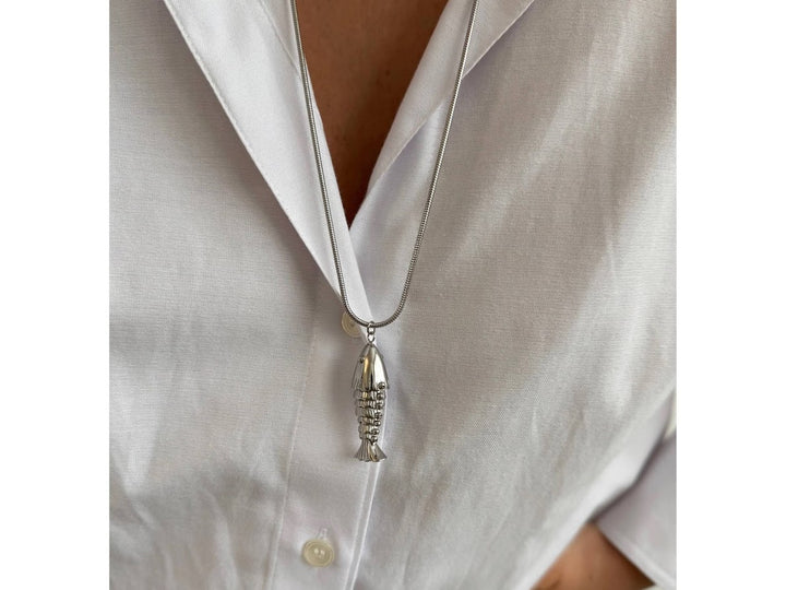 Silver Big Fish Charm Necklace
