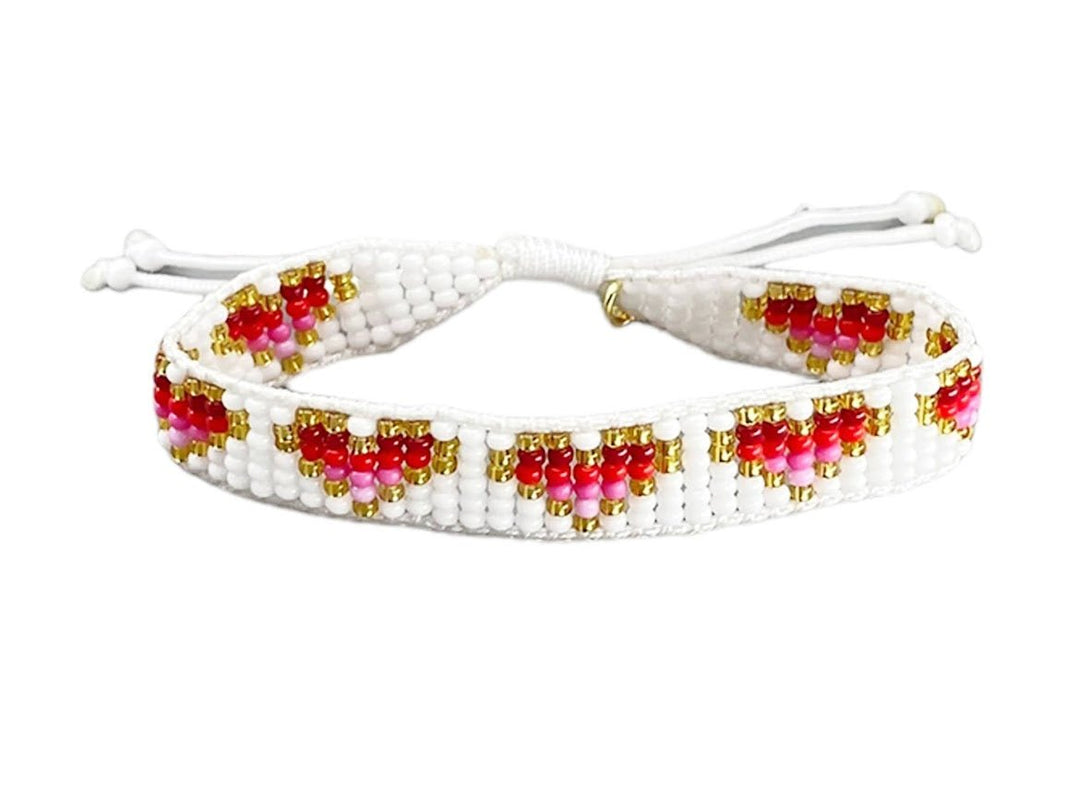 Beaded Ombre Pink Hearts Bracelet