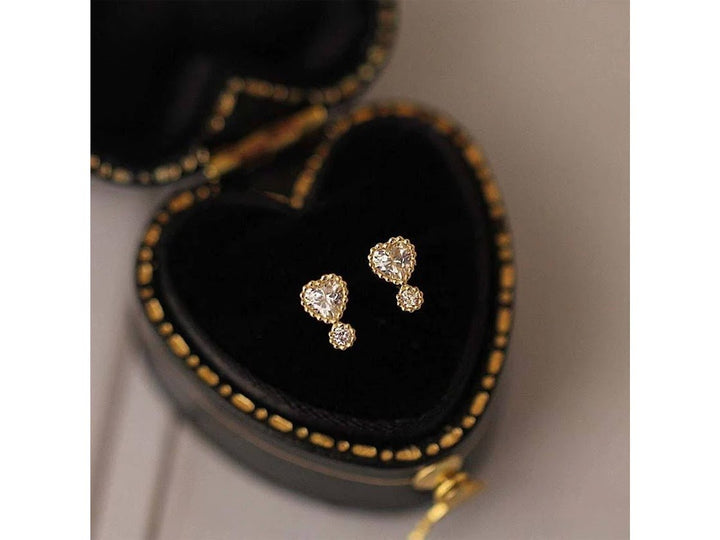 9k Heart Stud Earrings