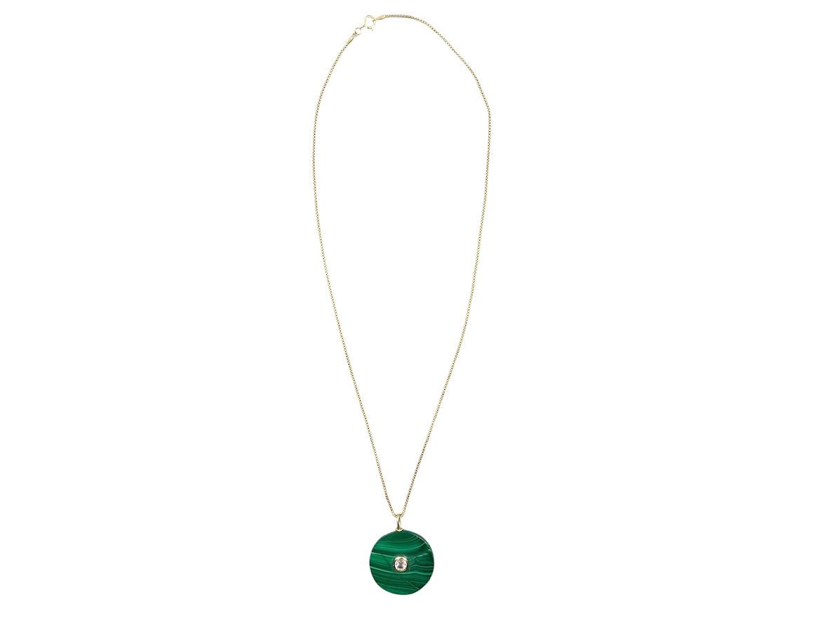 Malachite and Topaz Charm Necklace