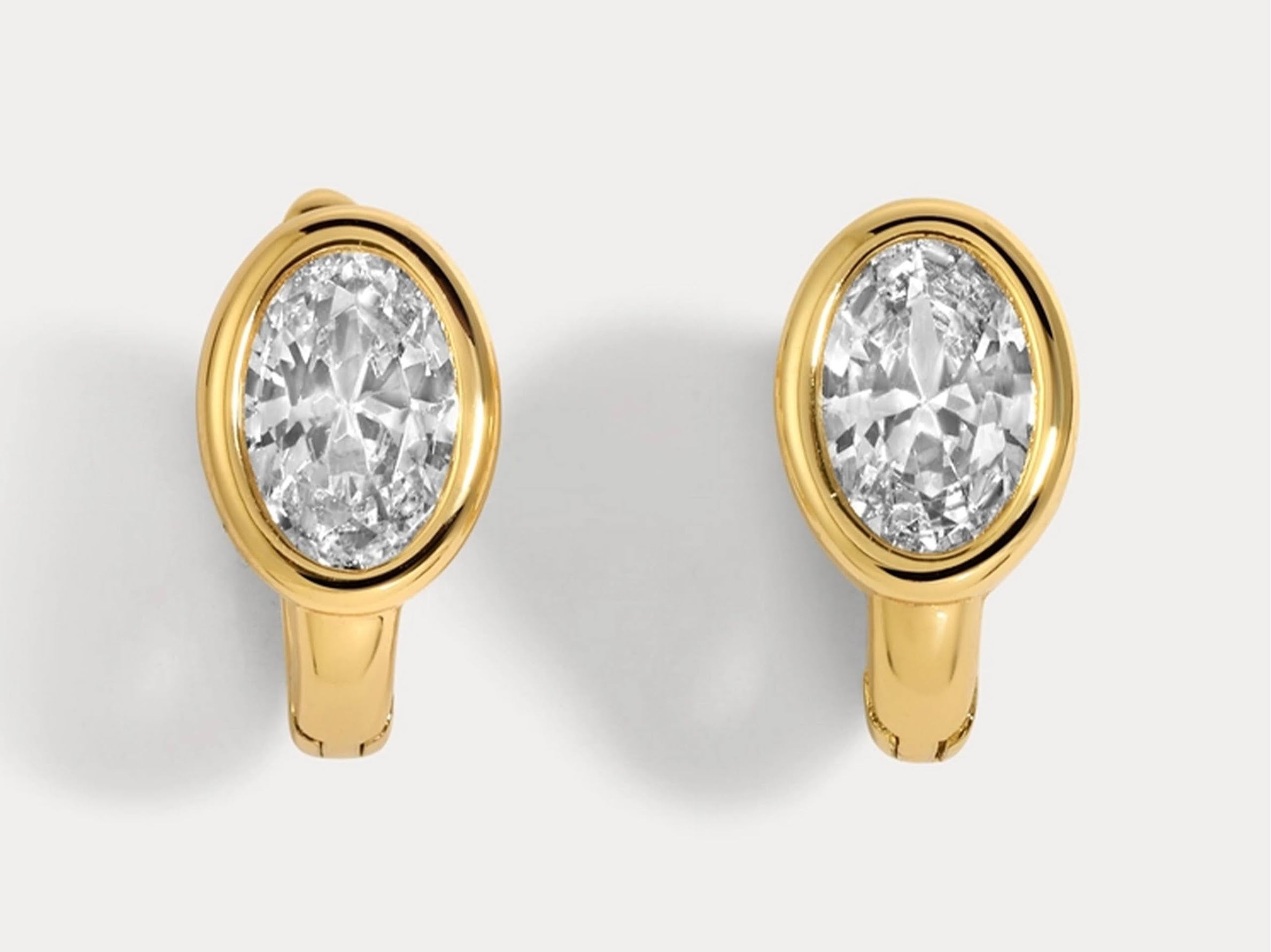 Oval CZ Huggie Earrings