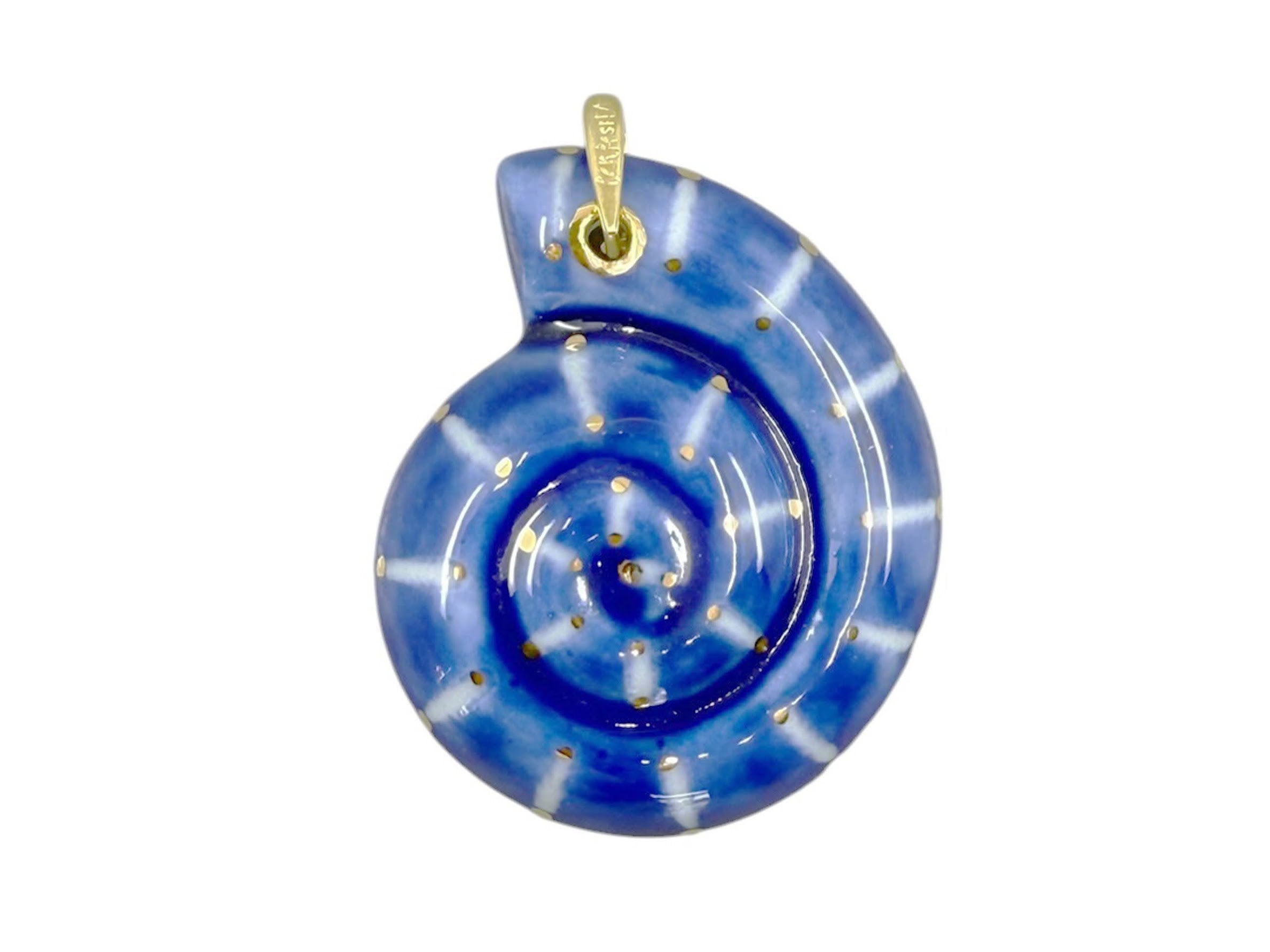 Small Navy and Blue Ammonite Charm