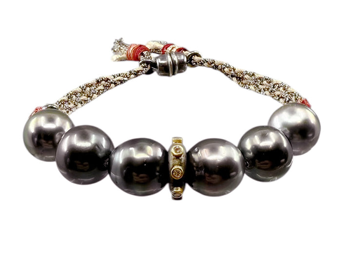 9k Pearl and Hand-Braided Silk Cord Bracelet