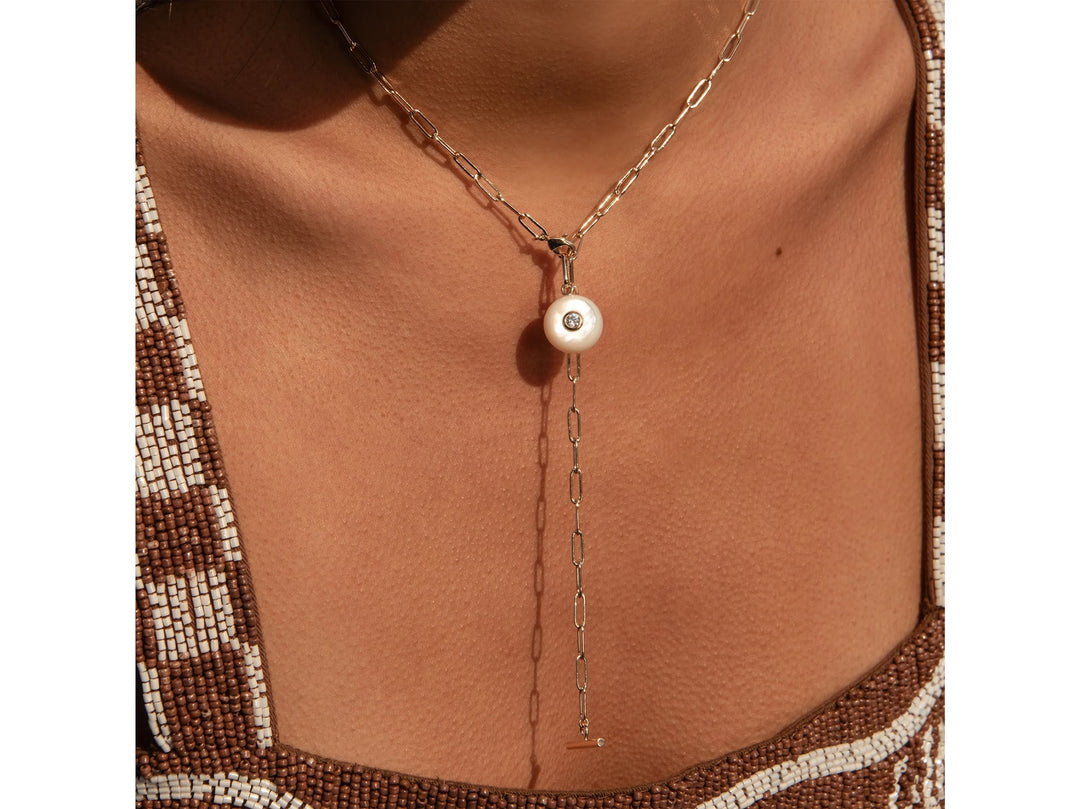 Round MOP Charm with CZ