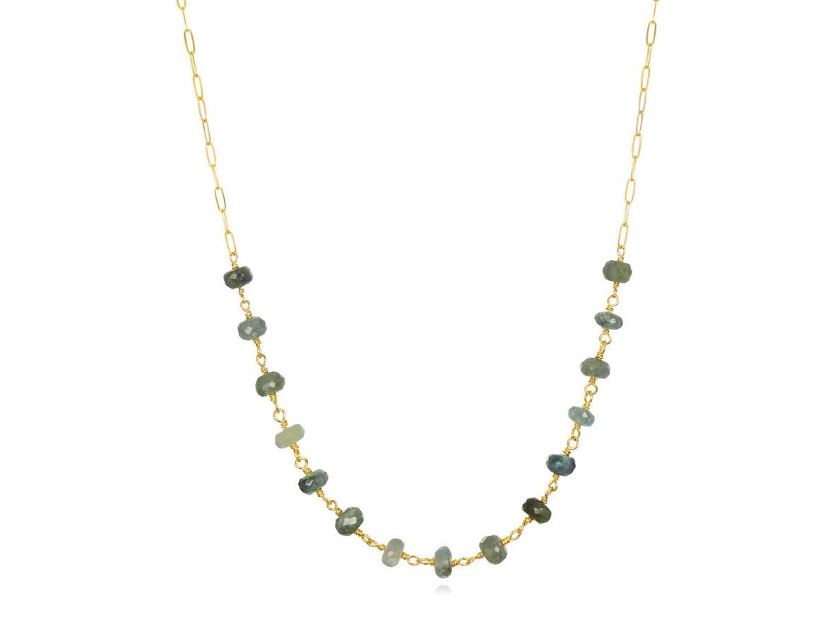 Moss Aquamarine Paperclip Necklace