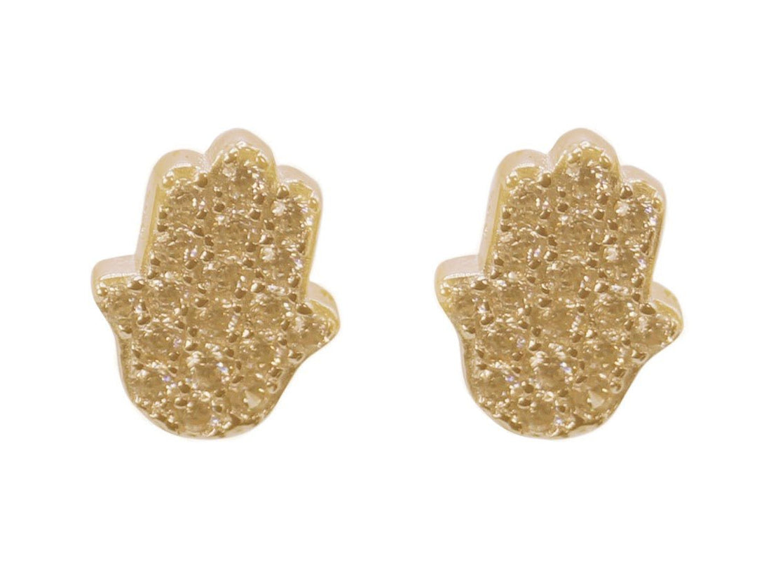 Mini Hamsa Stud Earrings with CZs