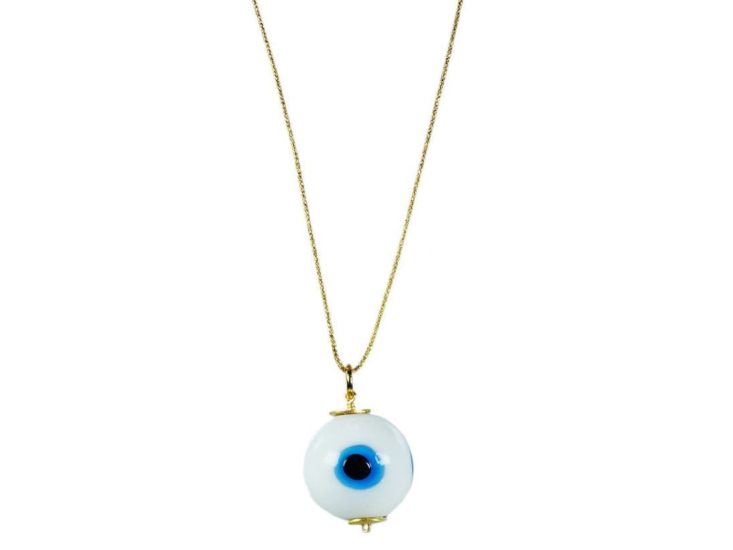 White Evil Eye Pendant Necklace