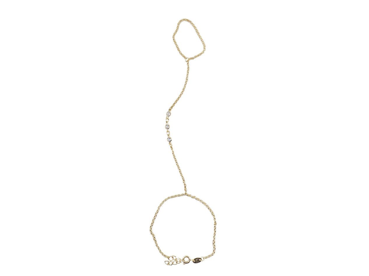 Gold Hand Chain with CZs