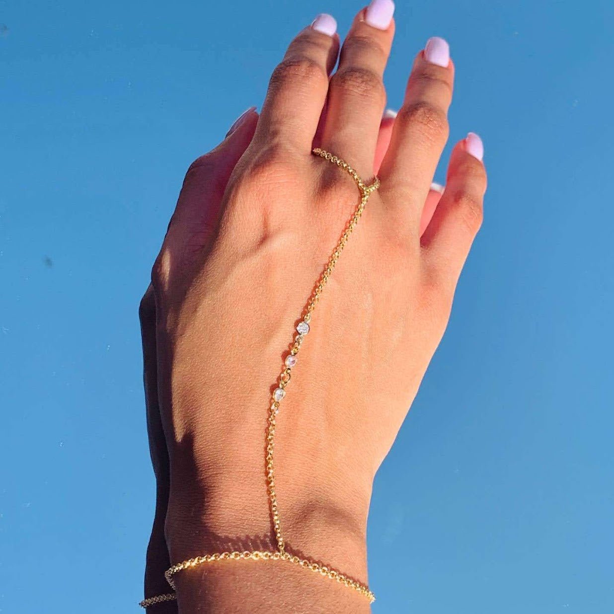 Gold Hand Chain with CZs