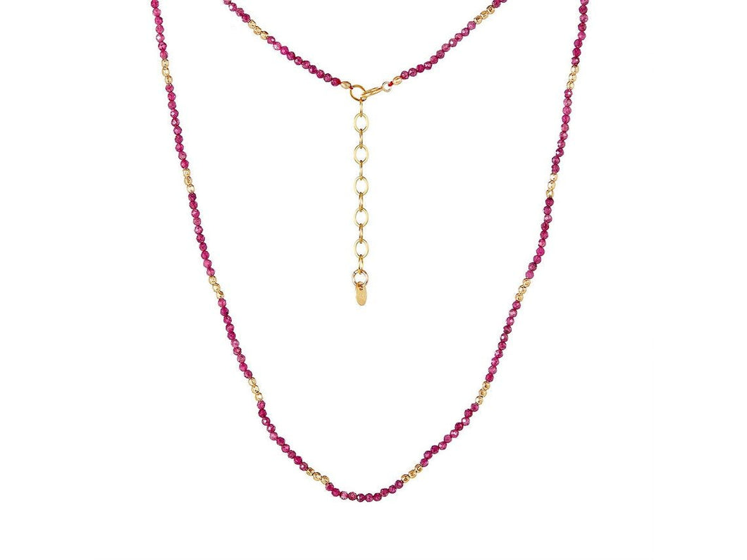 Dainty Ruby and Gold Cube Necklace