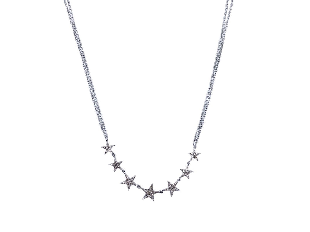 SS Seven Diamond Stars Necklace