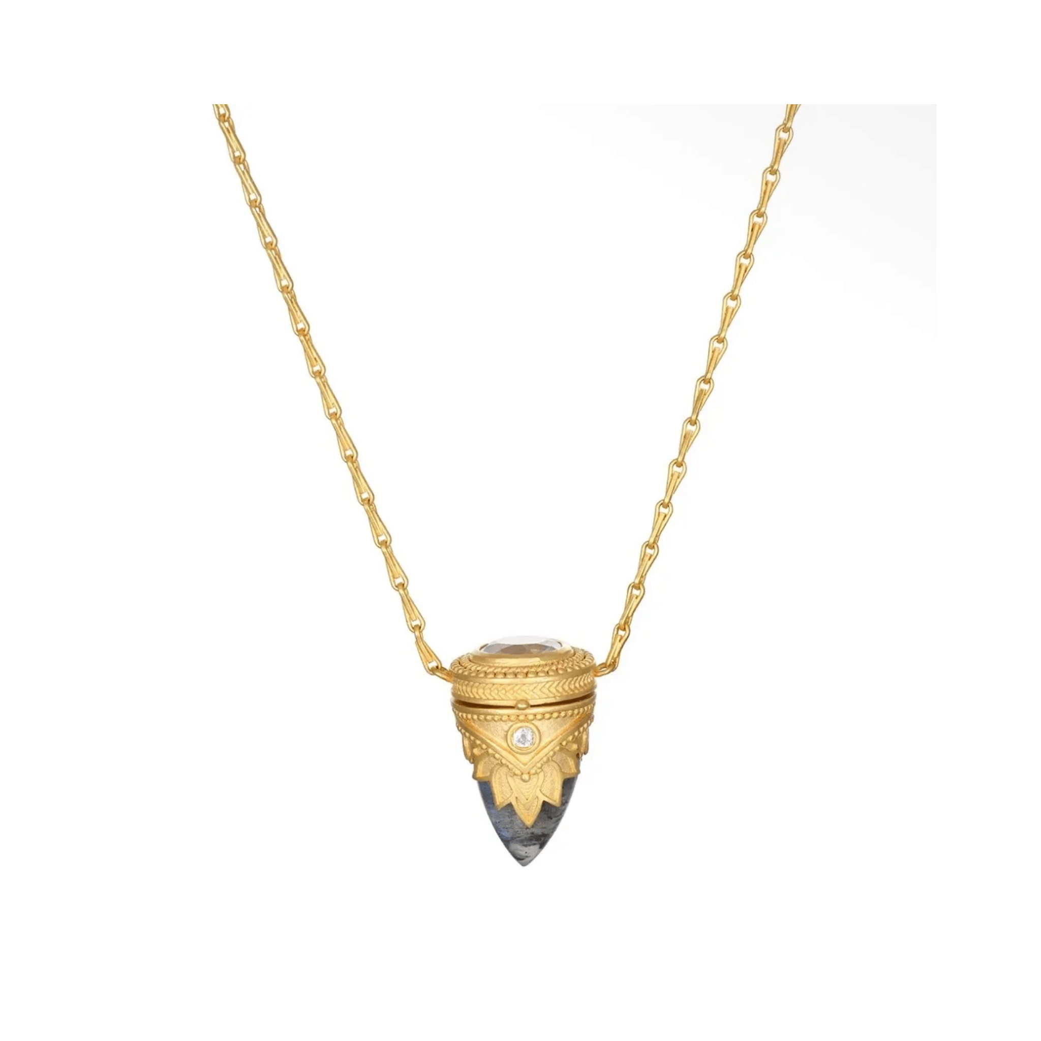 Labradorite and Topaz Locket Necklace