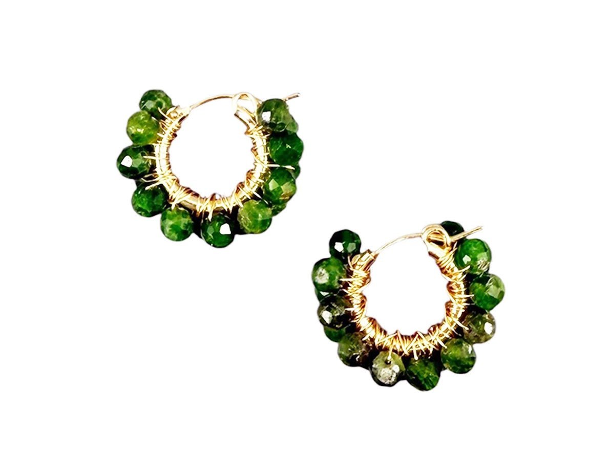 Diopside Huggie Hoops.