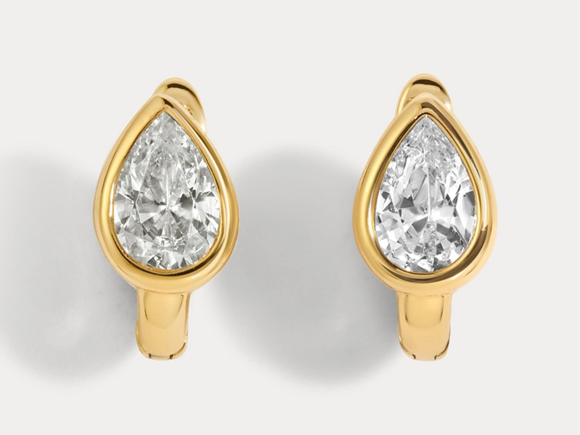 Gold Pear-Shaped CZ Stuggie Earrings