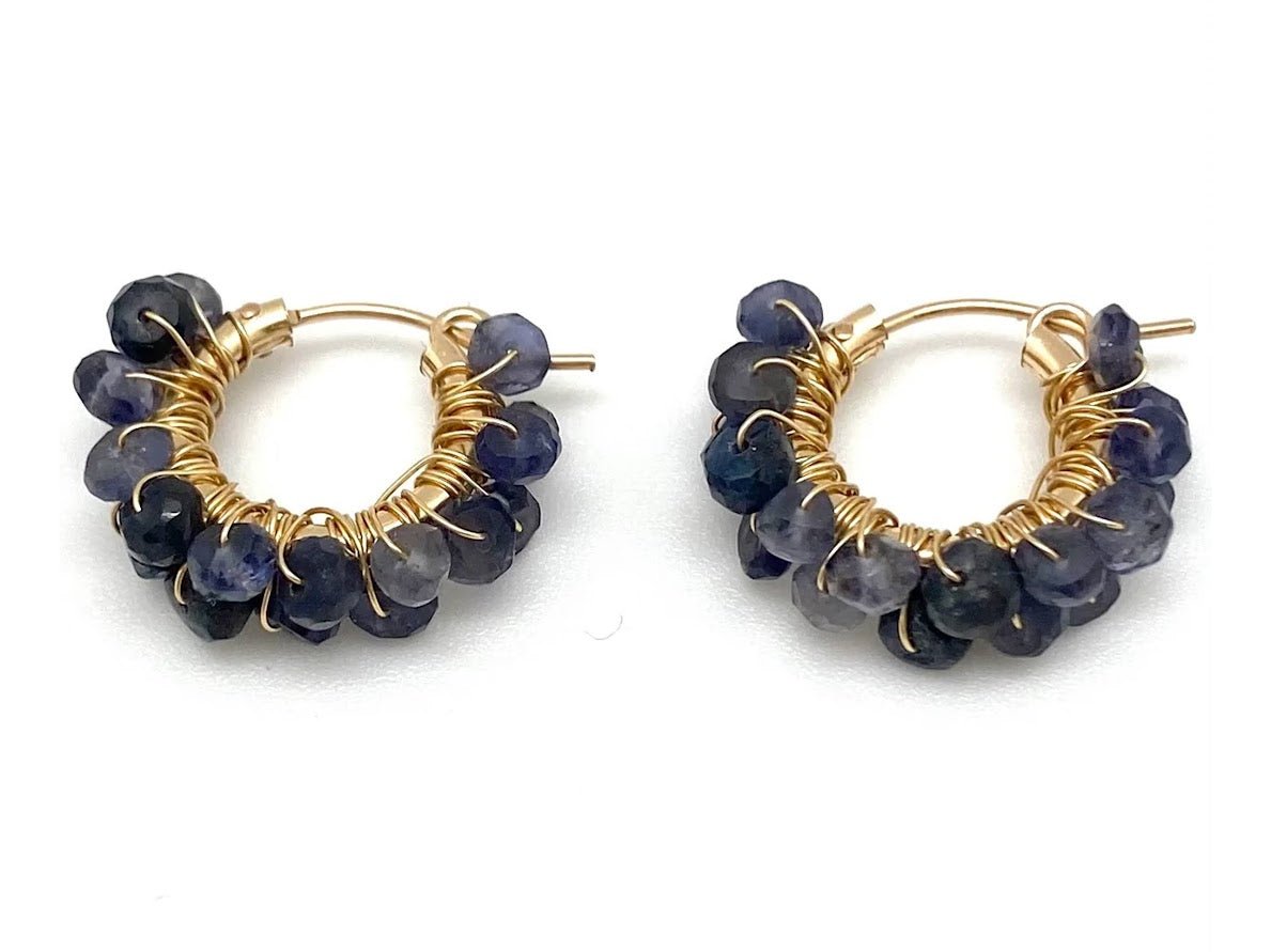 Blue Sapphire Huggie Hoops