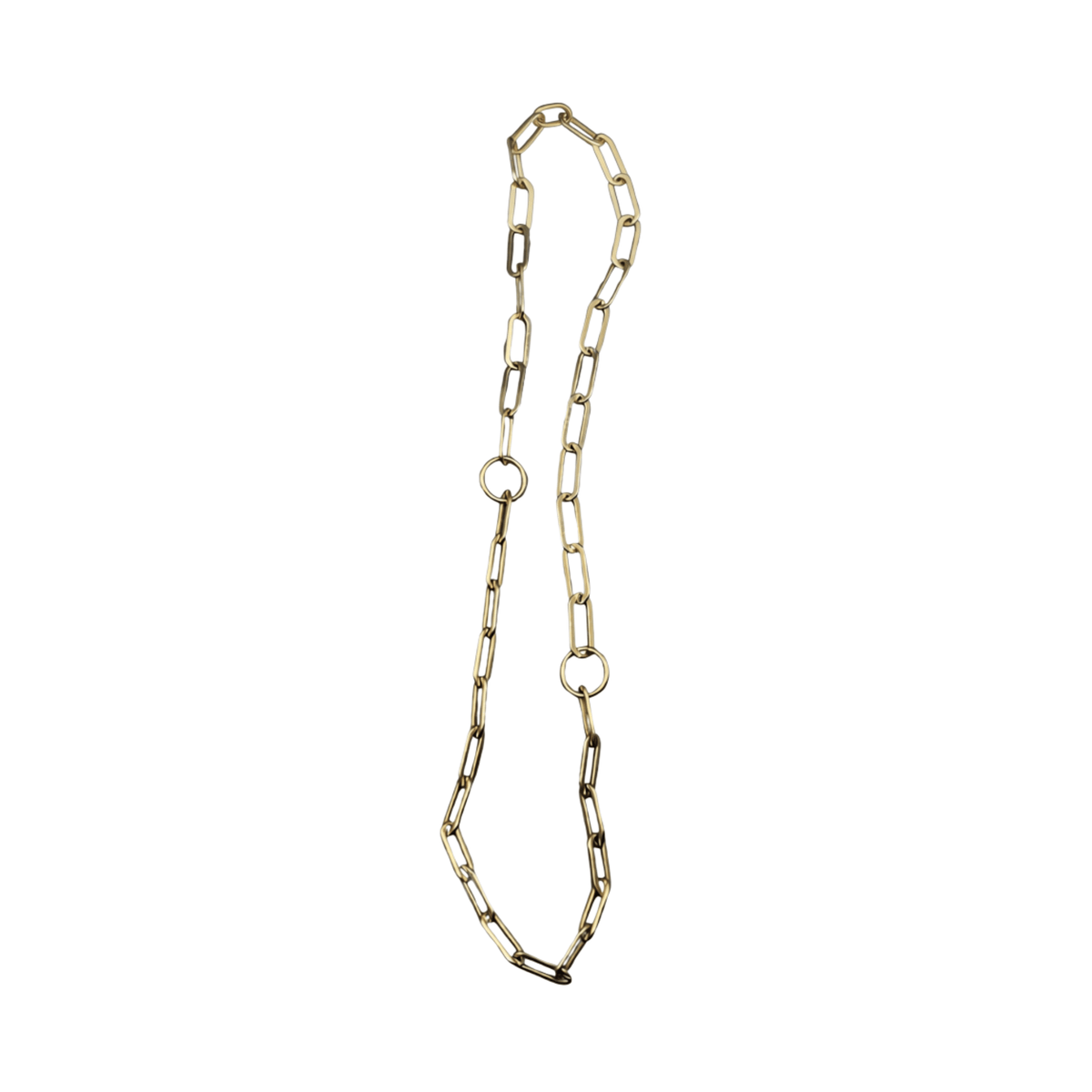 Gold Mixed Chain Necklace with Oversized Rings