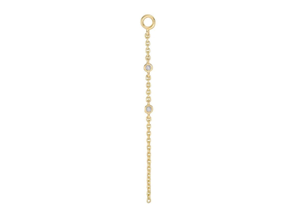 9k Double White Diamond Chain Ear Charm