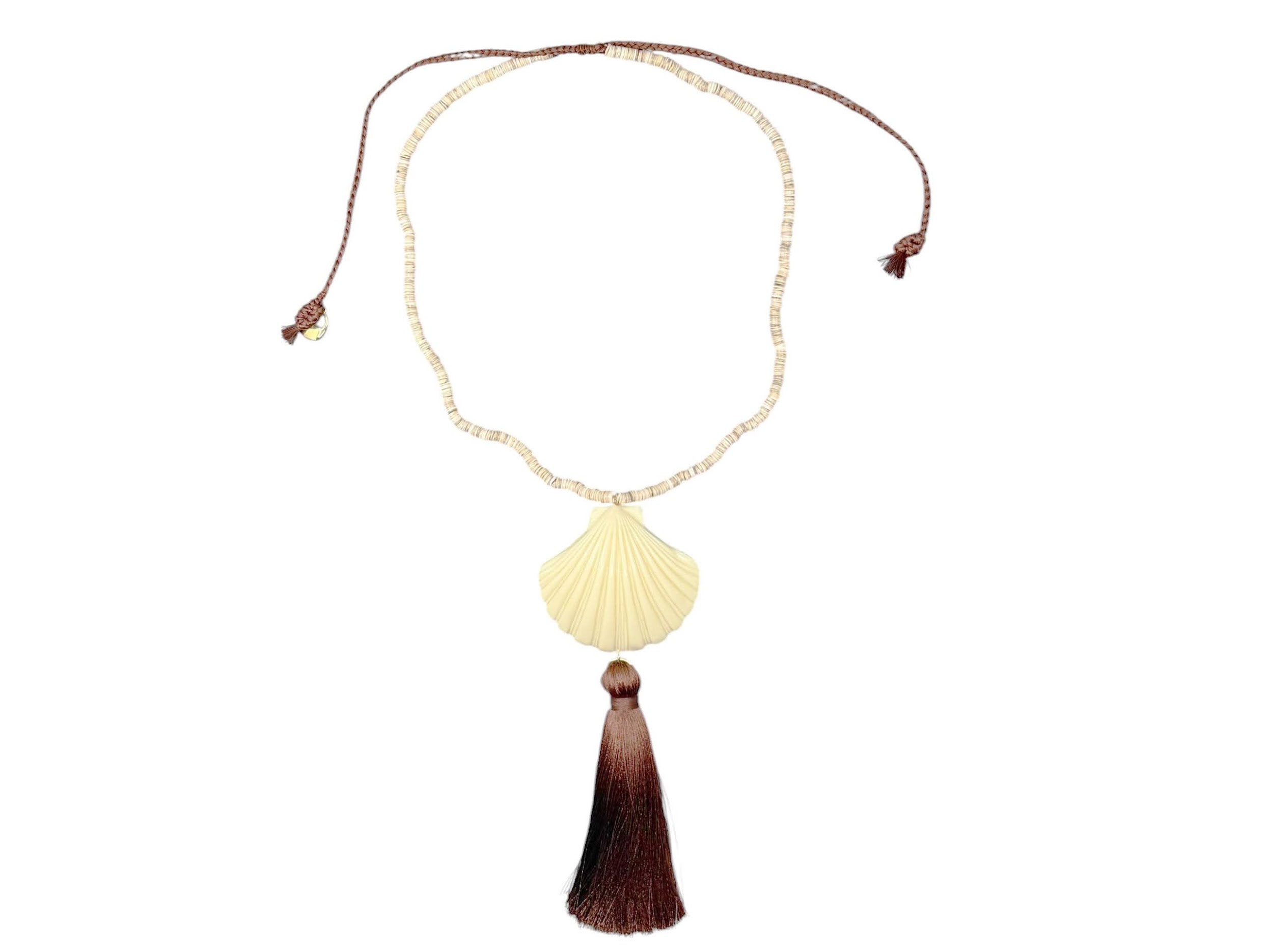 Shell Pendant and Tassel Necklace