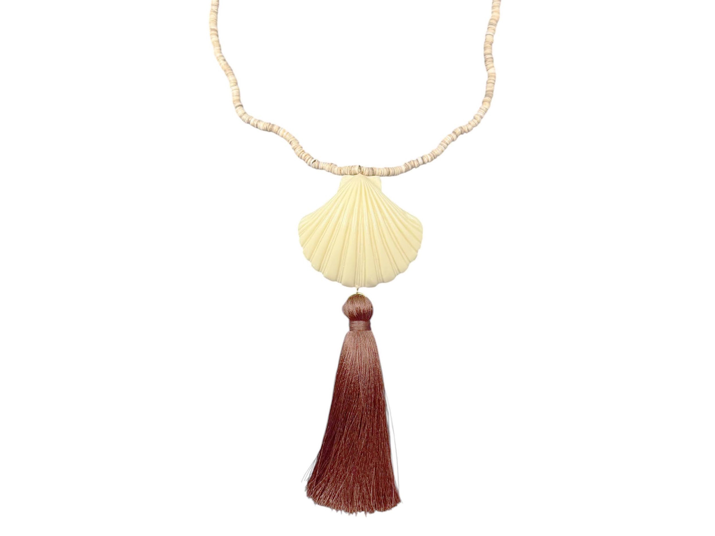 Shell Pendant and Tassel Necklace