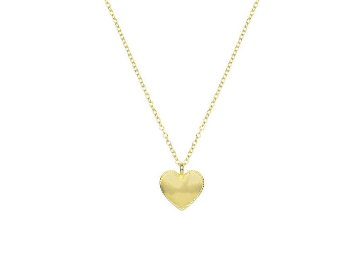 Gold Beaded Heart Charm Necklace