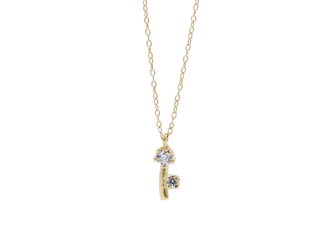 14k Diamond Flower Stem Necklace