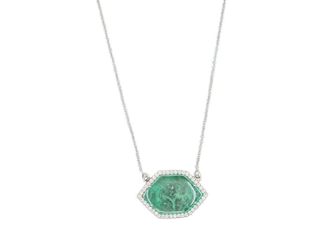 18k Emerald and Diamond Pendant Necklace
