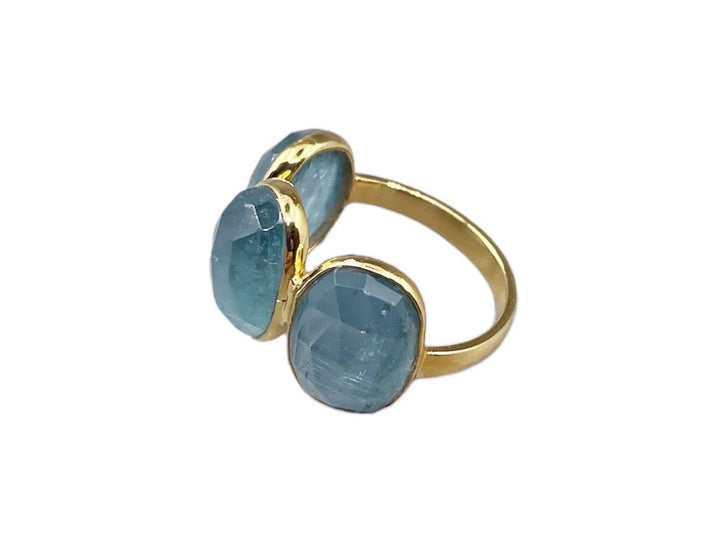 Blue Kyanite 3-Stone Ring