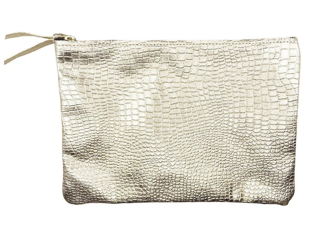 Gold Embossed Lambskin Pouch