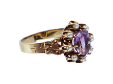 Load image into Gallery viewer, 14k Victorian Amethyst and Seed Pearl Ring
