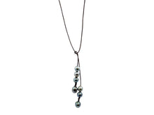Load image into Gallery viewer, Long Brown Leather Necklace with 7 Gray Tahitian Pearls
