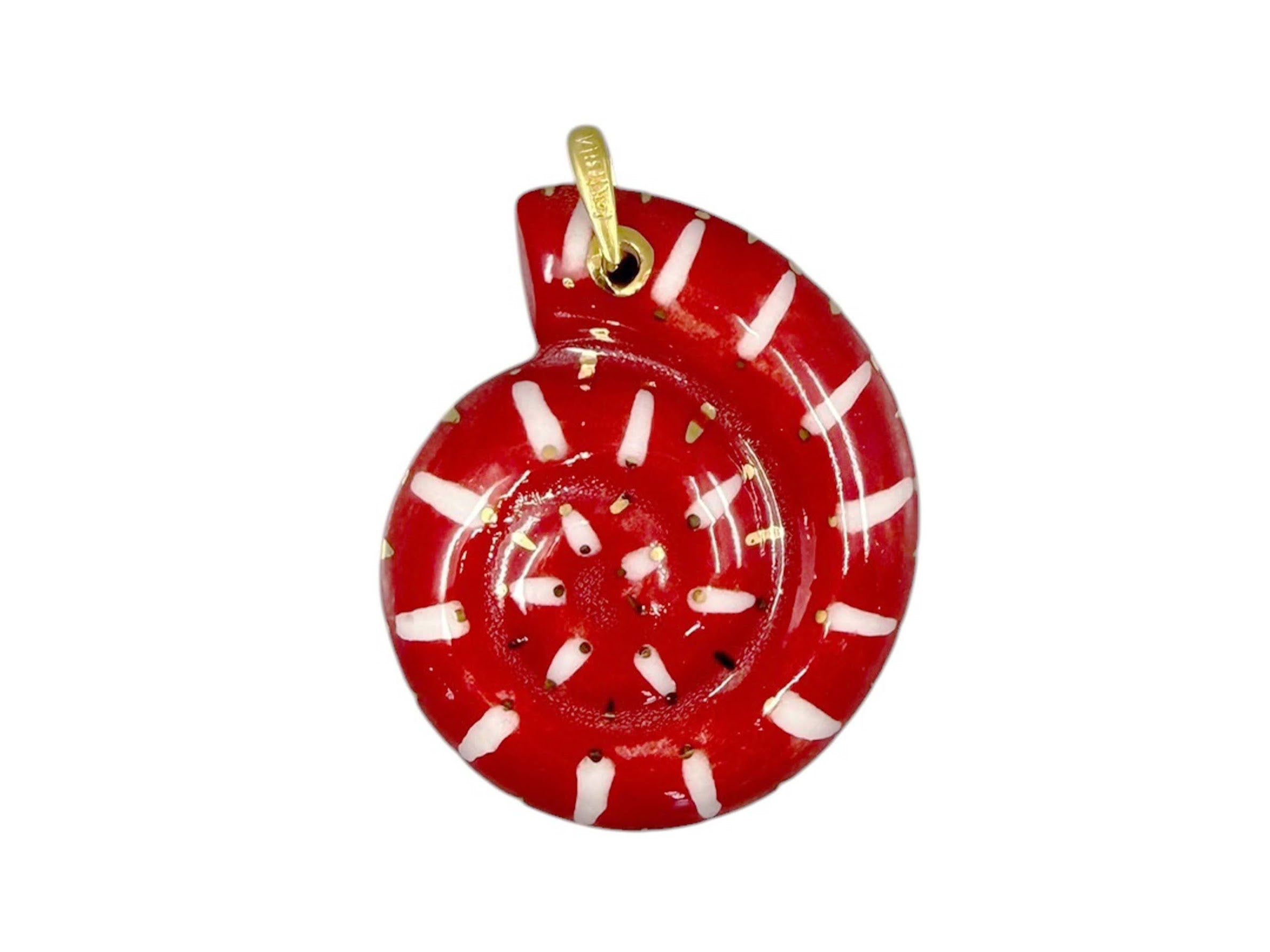 Small Red and White Ammonite Charm